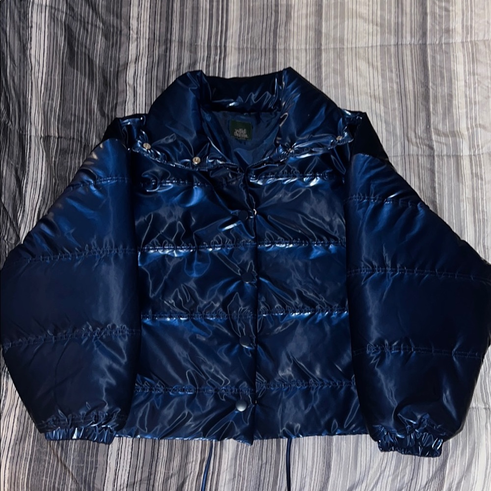 Wild Fable Blue Puffer Jacket with High Collar